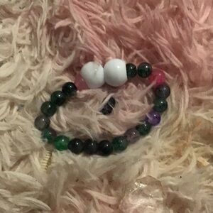Multicolor Beaded Bracelet with White Accent